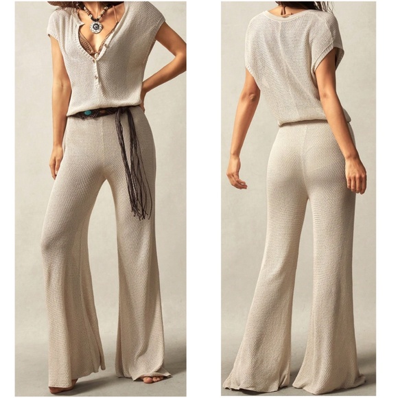 Solid Button up Batwing Sleeve Wide leg Semi Sheer Jumpsuit - Picture 2 of 6
